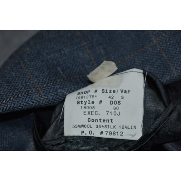 Jos A Bank Blazer Sportscoat Mens Size 42 Short 2Btn Silk Wool Linen Blue - Picture 8 of 12